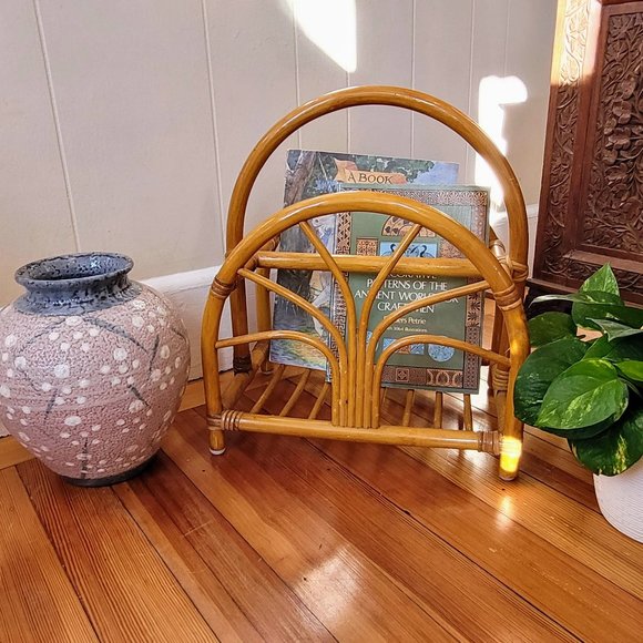 Vintage Bent Bamboo Magazine Rack